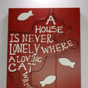 Whimsical Red Cat Wall Art Decor
